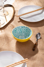 Load image into Gallery viewer, MIKASA NIBBLE BOWL - YELLOW AND BLUE GEO