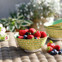 Load image into Gallery viewer, MIKASA NOODLE BOWL - GREEN GEOMETRIC