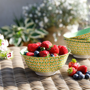 MIKASA NOODLE BOWL - GREEN GEOMETRIC
