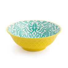 Load image into Gallery viewer, MIKASA RAMEN BOWL - YELLOW AND BLUE GEOMETRIC