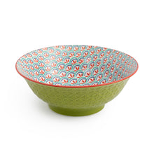Load image into Gallery viewer, MIKASA RAMEN BOWL - GREEN BLUE GEOMETRIC