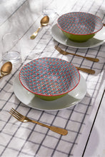 Load image into Gallery viewer, MIKASA RAMEN BOWL - GREEN BLUE GEOMETRIC