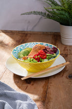 Load image into Gallery viewer, MIKASA RAMEN BOWL - YELLOW AND BLUE GEOMETRIC