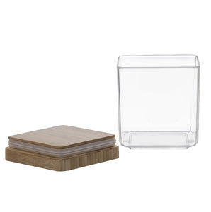 SQUARE ACRYLIC CANNISTER W/BAMBOO LID 1L